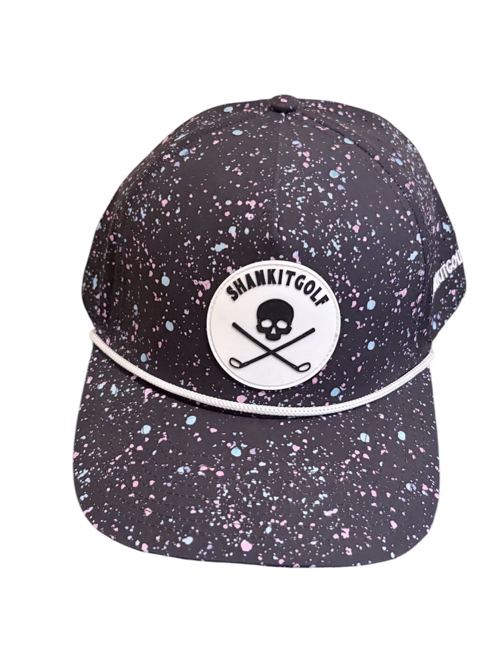 Shank It Golf Paint Splatter Skull & Crossbones Performance Rope Hat